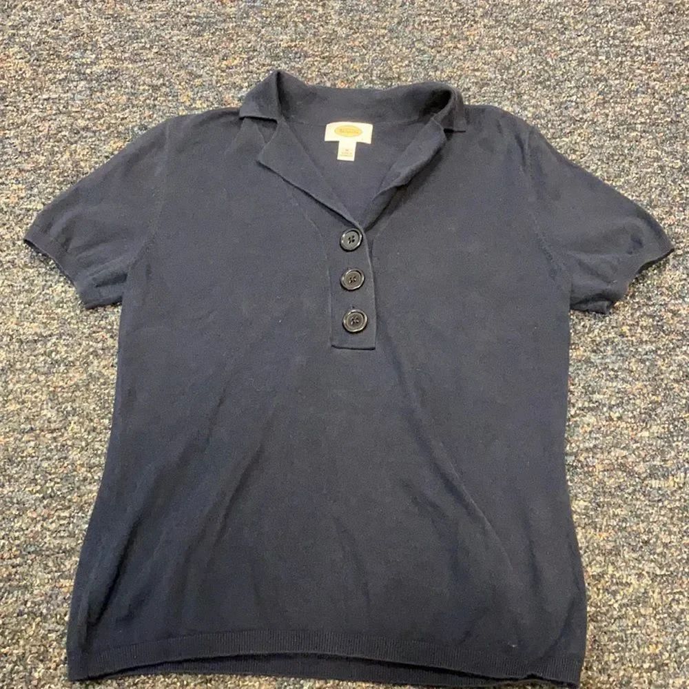 Talbots Navy Blue Button Up Top sz. M
